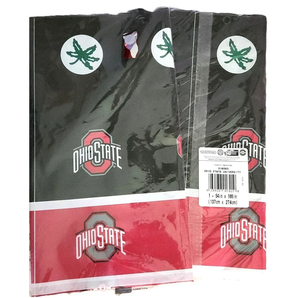Lot of 2 Ohio State University Buckeyes NCAA Plastic Tablecloths 54